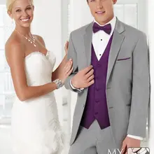 Besoke костюм одежда жениха из трех частей светло-серый смокинг свадьба slim fit