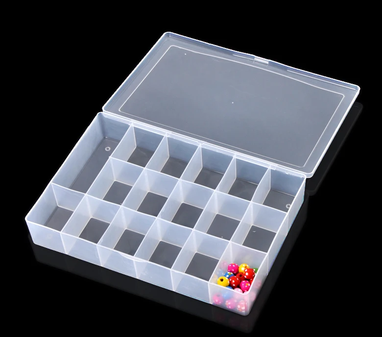 Doreen Box Acrylic Beads Organizer Container Storage Box Rectangle 27x18.5cm(10 5/8x7 2/8), 1 PC(17 Compartments) 2017 new