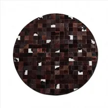 Роскошный, в американском стиле из натуральной воловьей кожи с ковер пэтчворк, ручная работа очки круглой формы из натуральной коровьей кожи, с мехом декоративный коврик для гостиной