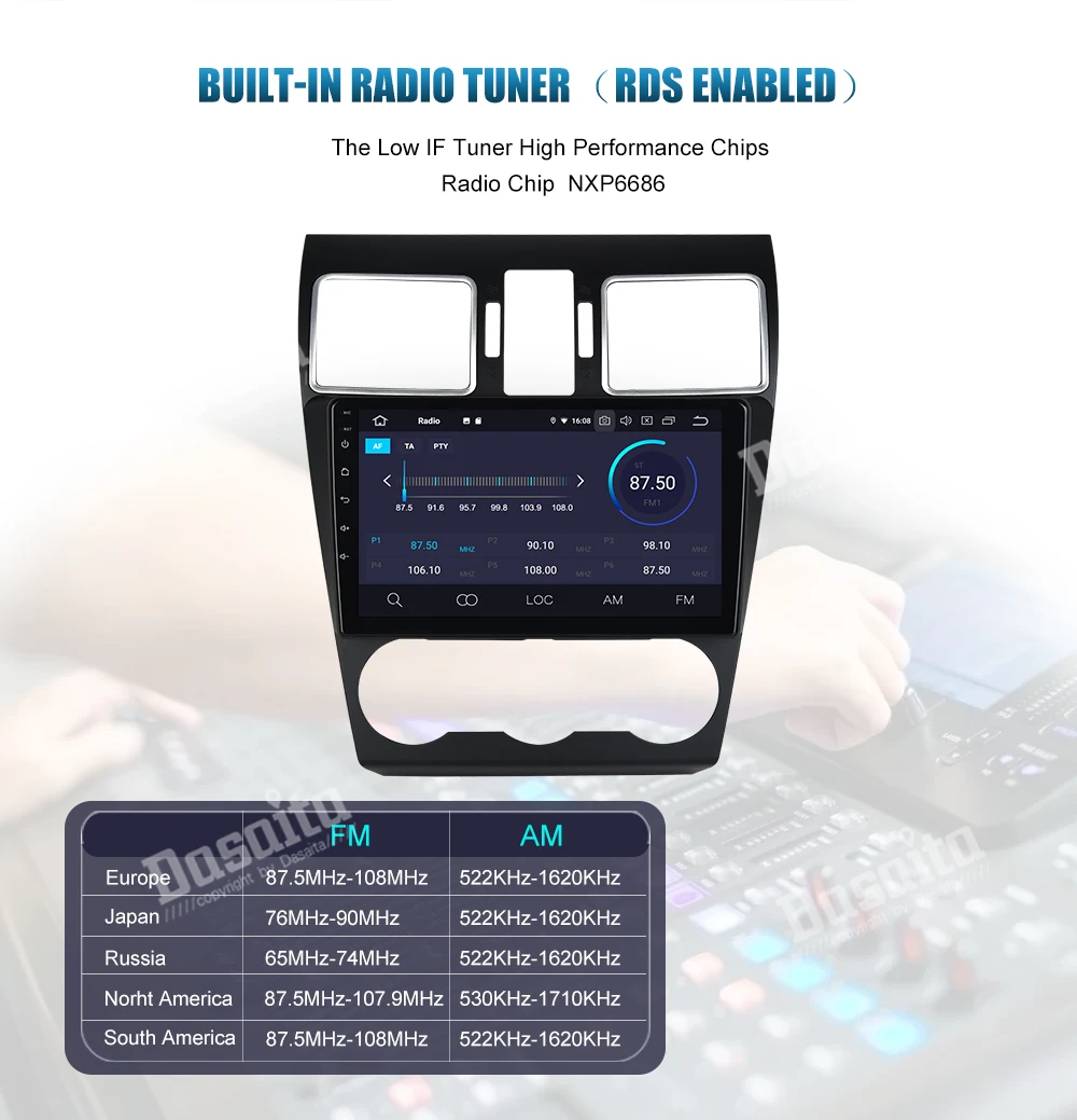 Sale Dasaita 9" GPS Navigator 1 din Android 9.0 Car Radio for Subaru Forester 2016 2017 2018 Head Unit 1080P Video Bluetooth 9