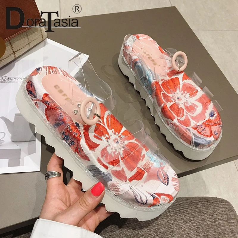 

DORATASIA 2019 New INS Hot Colored Summer Women Flat Platform Sandals Ladies Embroider Casual Light comfort Women Shoes Woman