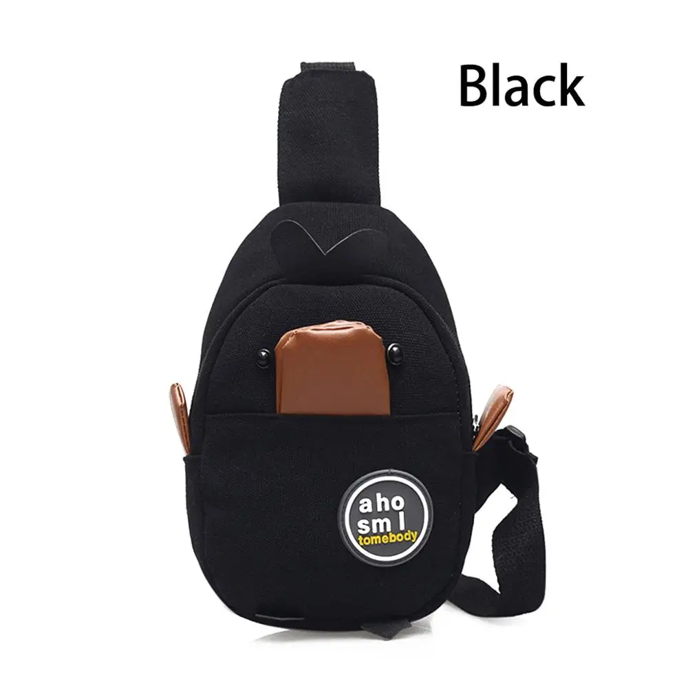 Горячая холщовая маленькая сумка через плечо Маленькая желтая утка нагрудная сумка для девочек Милая мультяшная Детская сумка через плечо сумка на плечо для женщин Bolsa - Цвет: Black