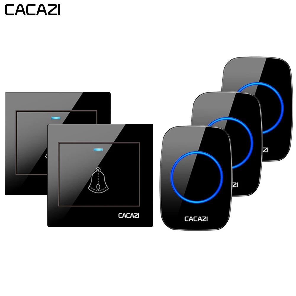 

CACAZI Home Welcome Wireless Doorbell 300M Range Waterproof 1 2 Button 1 2 3 Receiver US EU UK AU Plug Smart Calling Door Bell