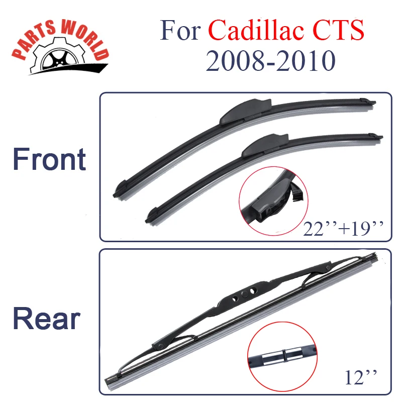 Rubber Front And Rear Wiper Blades For Cadillac CTS 2008 2009 2010