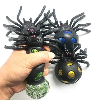 

Funny Simulation Spider Halloween Toy Decompression Squeeze Toys Colourful Pearl Grape Ball Toys for Kids Joke Toy Gift