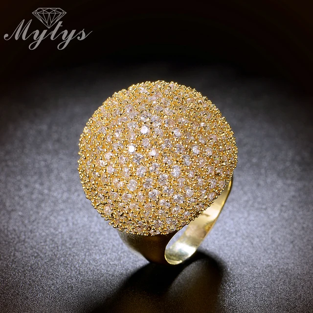 Mytys Pave Setting Crystal Luxury Chunky Ring Ball Shape Fashion Gorgeous High Q Mytys Pave Setting Crystal Luxury Chunky Ring Ball Shape Fashion Gorgeous High Q