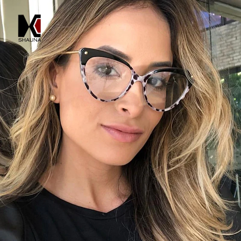 SHAUNA TR90 Temple Tip Retro Women Cat Eye Glasses Frame Fashion Mix Colors Eyeglasses Frame