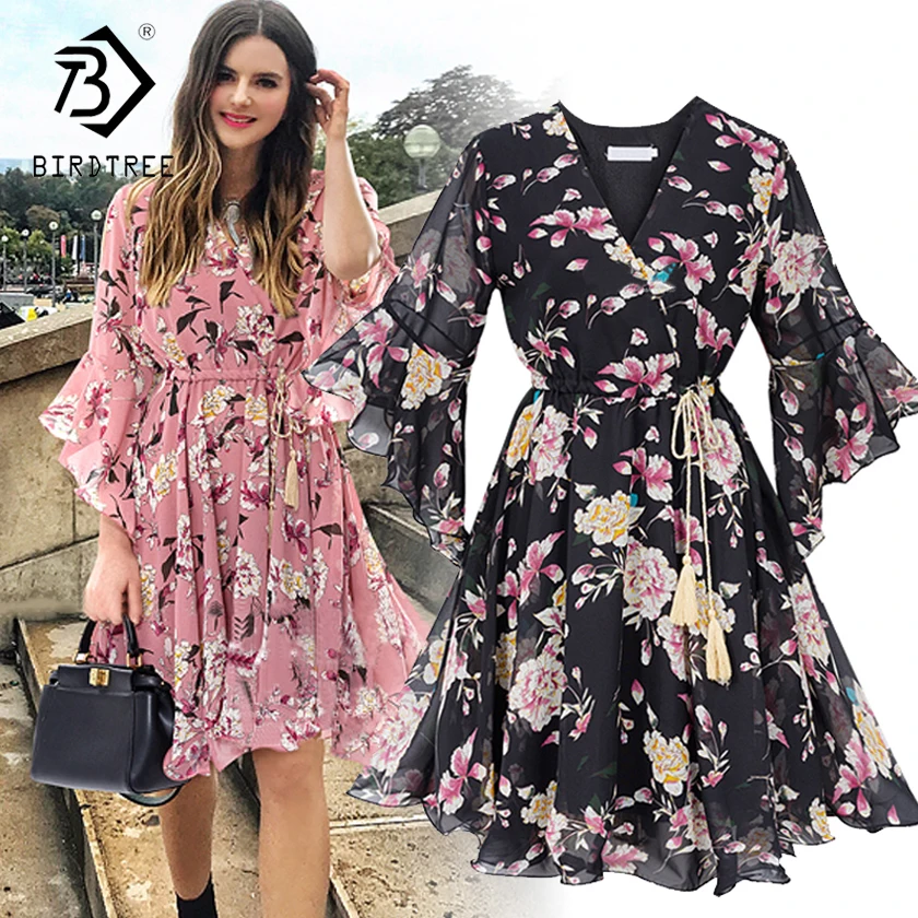 Plus 5XL 2018 Fashion Spring Women's Dresses Female Casual Style Slim Sweet V-Neck Tie Fashion Loose Print Tops Hots D86921L Plus 5XL 2018 Fashion Spring Women's Dresses Female Casual Style Slim Sweet V-Neck Tie Fashion Loose Print Tops Hots D86921L