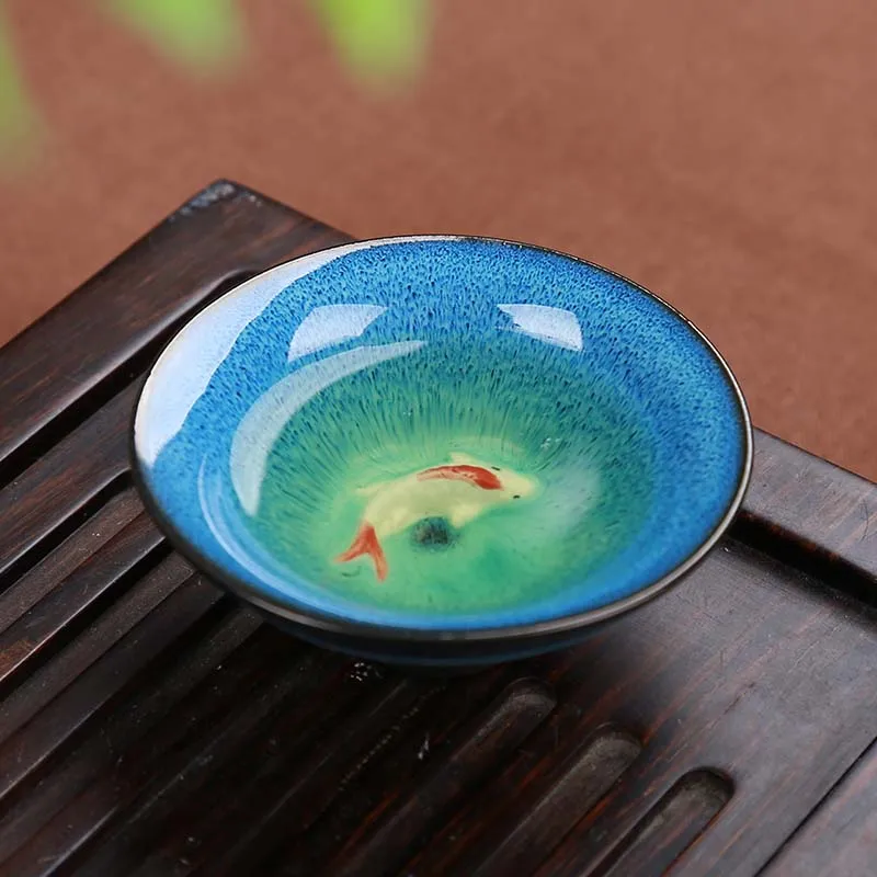 Jun Porcelain fish tea set ceramic teapot kettle ceramic tea cup fish chinese kung fu set drinkware