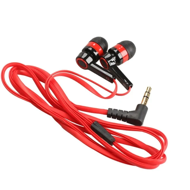 Red Flat 3.5mm Aux Earphone Earpiece In Ear Earbuds universal for mobile phones computers mp3