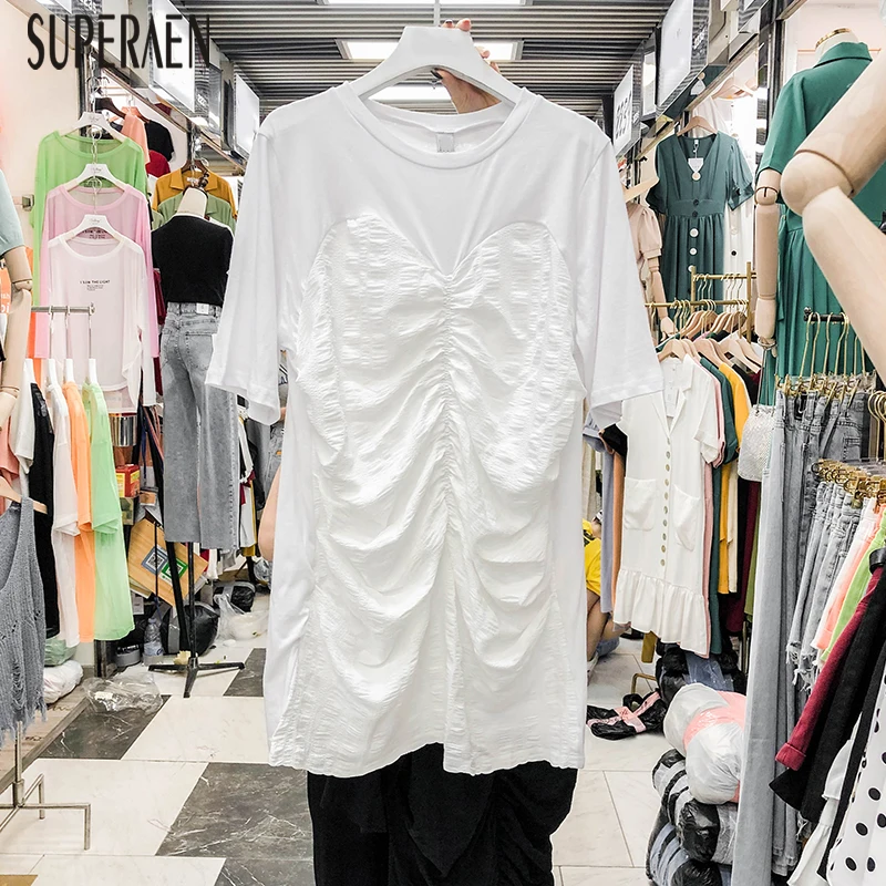 

SuperAen 2019 Summer New Round Neck Short Sleeve Women Dress Cotton Casual Fashion Ladies Dress Round Collar Women Clothing