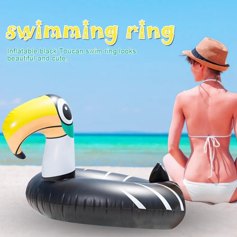 Inflatable Black Swimming Ring Float Row Toucan Swiming Circle Water Floating Bed Swimming Toys For Adults