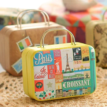 

1pcs Mini Storage Box Gift Box Candy Retro Suitcase Handbag Small Rectangular Candy Box Small Metal Container