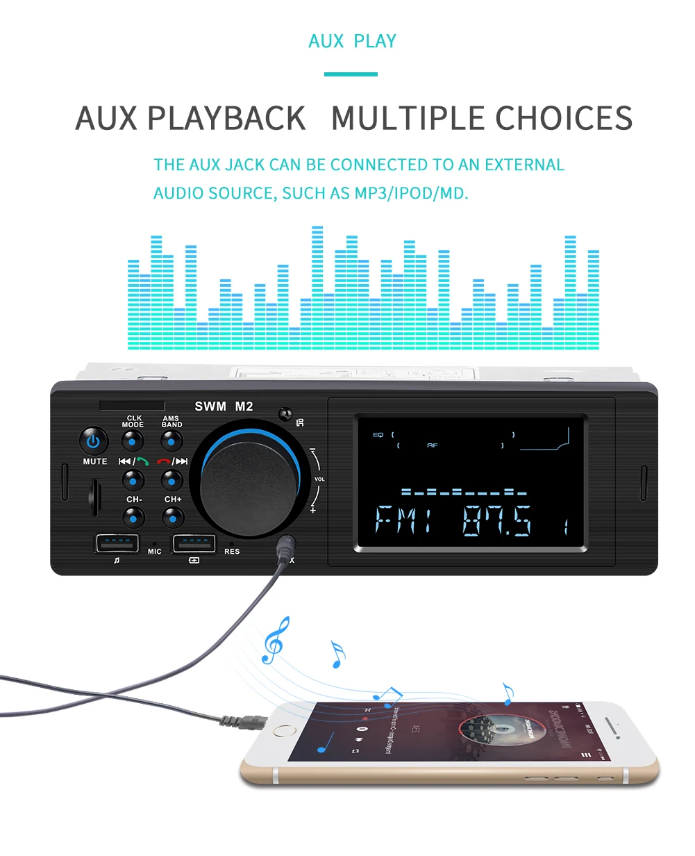 M2 автомобильное радио Авторадио Кассетный плеер 12 в Bluetooth автомобильный аудио Mp3 плеер телефон зарядка Usb Авто Радио Стерео пульт дистанционного управления