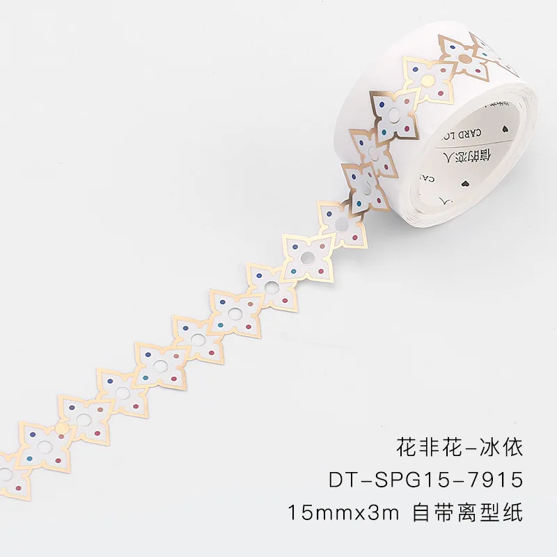 Золотой полый цветок серии Цвет Винтаж Васи маскирующая лента выпуск бумажные наклейки Скрапбукинг Канцелярские Декоративные ленты - Цвет: 3