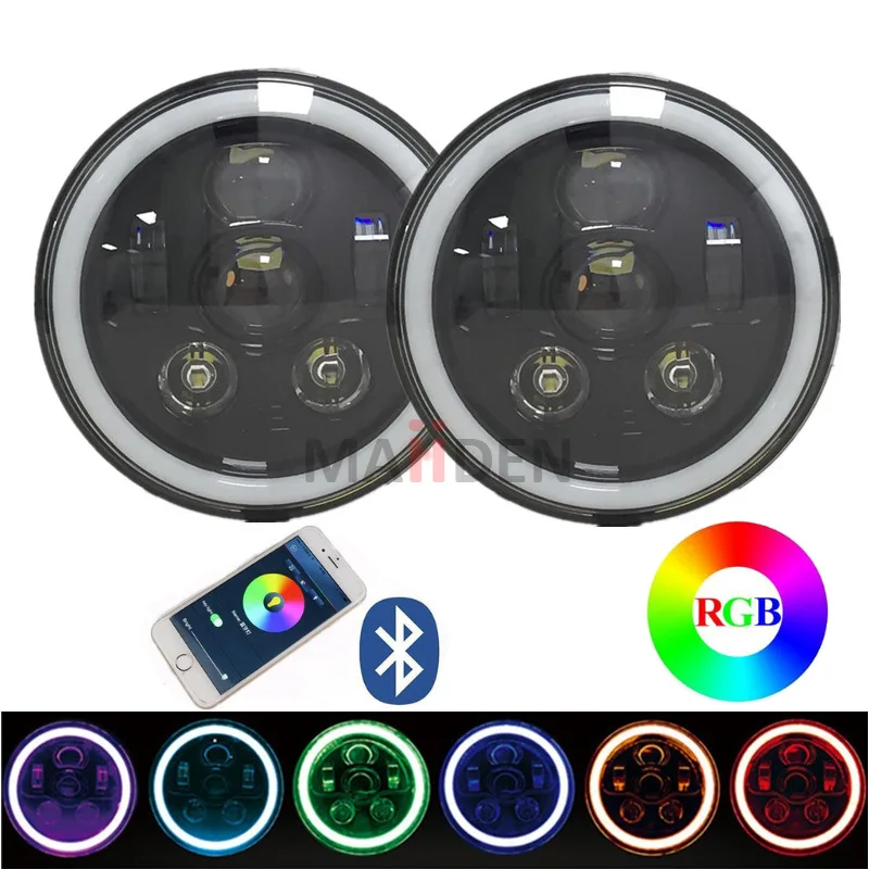 7 &quotBluetooth телефон приложение управляемые RGB фары для Lada Niva 4x4 дюймов ангельские