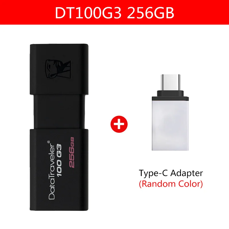 Kingston DataTraveler 100 G3 USB флеш-накопители 1256 ГБ USB 3,0 флеш-накопитель высокоскоростные флешки DT100G3 256 ГБ - Цвет: 256GB-B