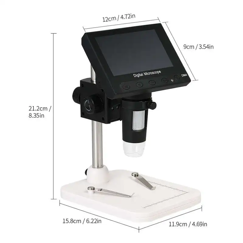 Usb цифровой электронный микроскоп 1000x2,0 Мп Dm4 4,3 Inch ЖК Дисплей Vga микроскоп стенд с 8 светодиодными лампами для монтажа на печатной Motherb