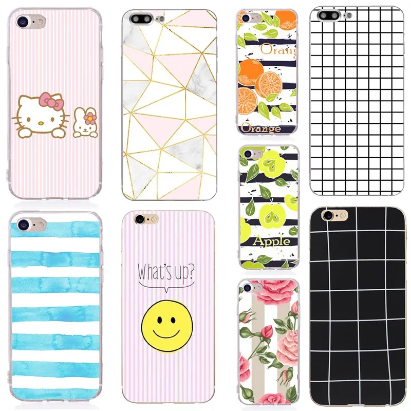 

Cute Pink Black White Line Pattern Phone Case For iphone 7 8 Plus X Soft Silicone Case For iphone 5 5S SE 6 6S Capa Fundas