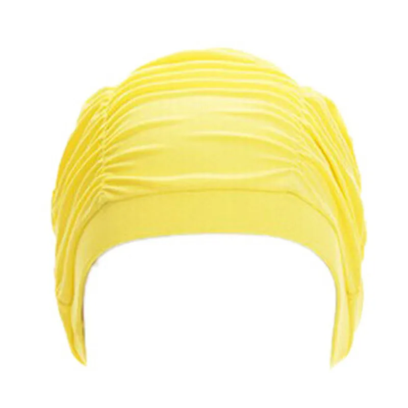 AUSTINBEM Плавательная шапочка, шапка для женщин, унисекс, для девочек, длинная шапочка для купания, шапочка для плавания, эластичная драпировка, оригинальное новое поступление - Цвет: Yellow