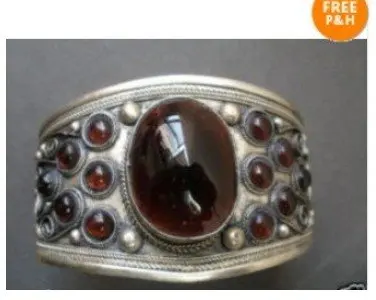 

Fancy Tibetan Silver Purple amethyst Cuff bracelet