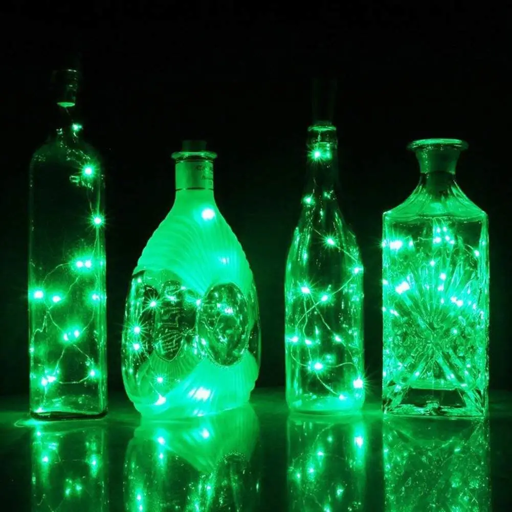 10 шт./лот светильники в форме винных бутылок пробковые сказочные гирлянды 2 м 20 светодиодов на батарейках огни для рождественских вечеринок Свадебные украшения - Испускаемый цвет: Green