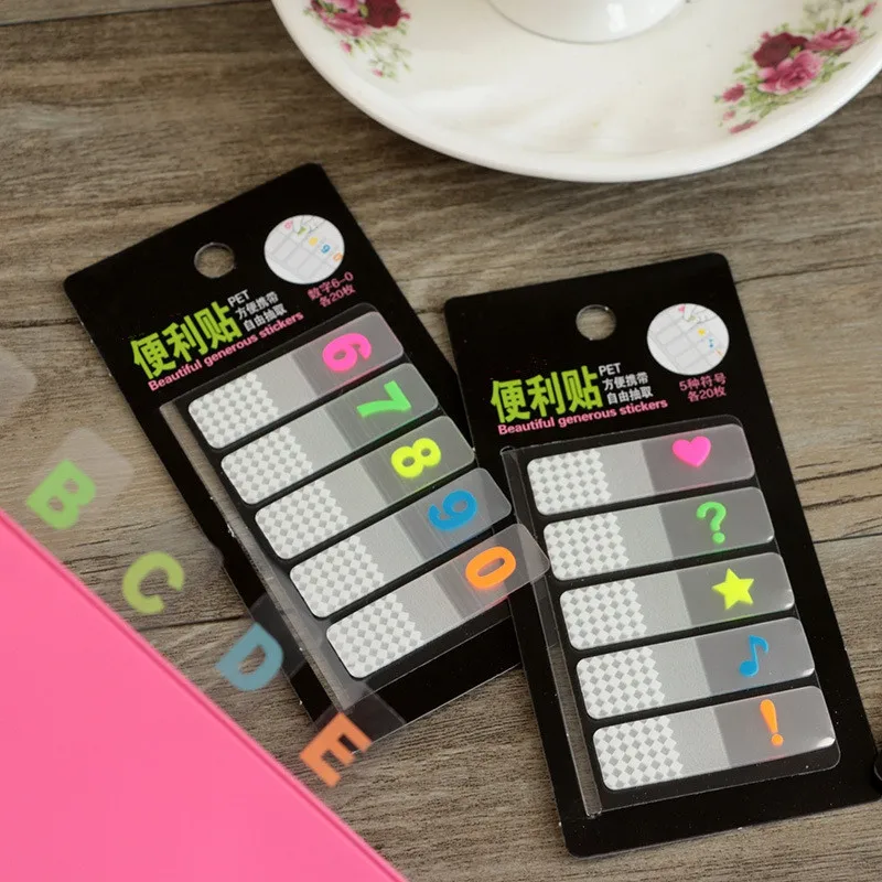 

2019 Numbers and Letter PET Transparent Sticky Note and Memo Pad Colored Memo Pad N Times Post Indexes office school supplies