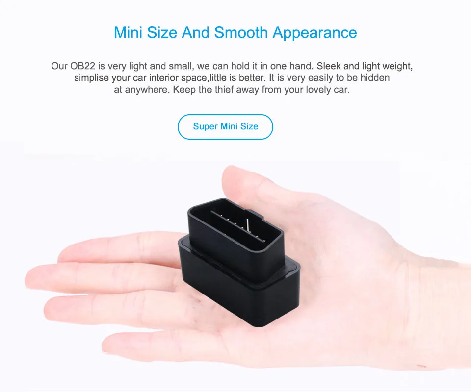 Мини Plug& Play OBD gps-трекер GSM OBDII устройства слежения OB22 16 контактный интерфейс автомобильный gps-навигатор с программным обеспечением приложения