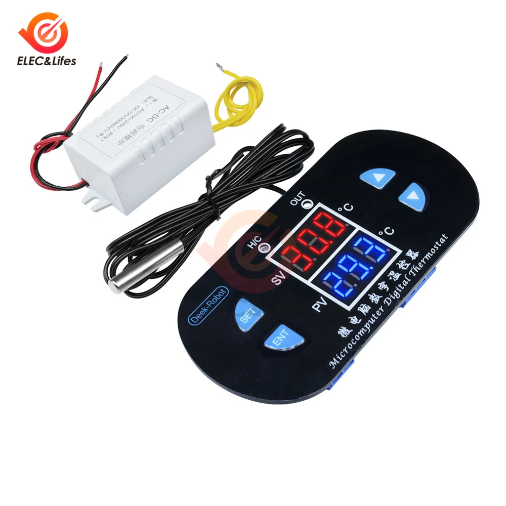 

AC 220V 10A LED Digital Temperature Controller Incubator Control Switch Adjustable Thermostat Regulator DK-W1308 Temp Sensor NTC