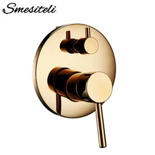 Smesiteli латунный душевой клапан для ванной комнаты термостатический душевой круглый золотой двойной контрольный кран переключающий душевой Контрольный разъем