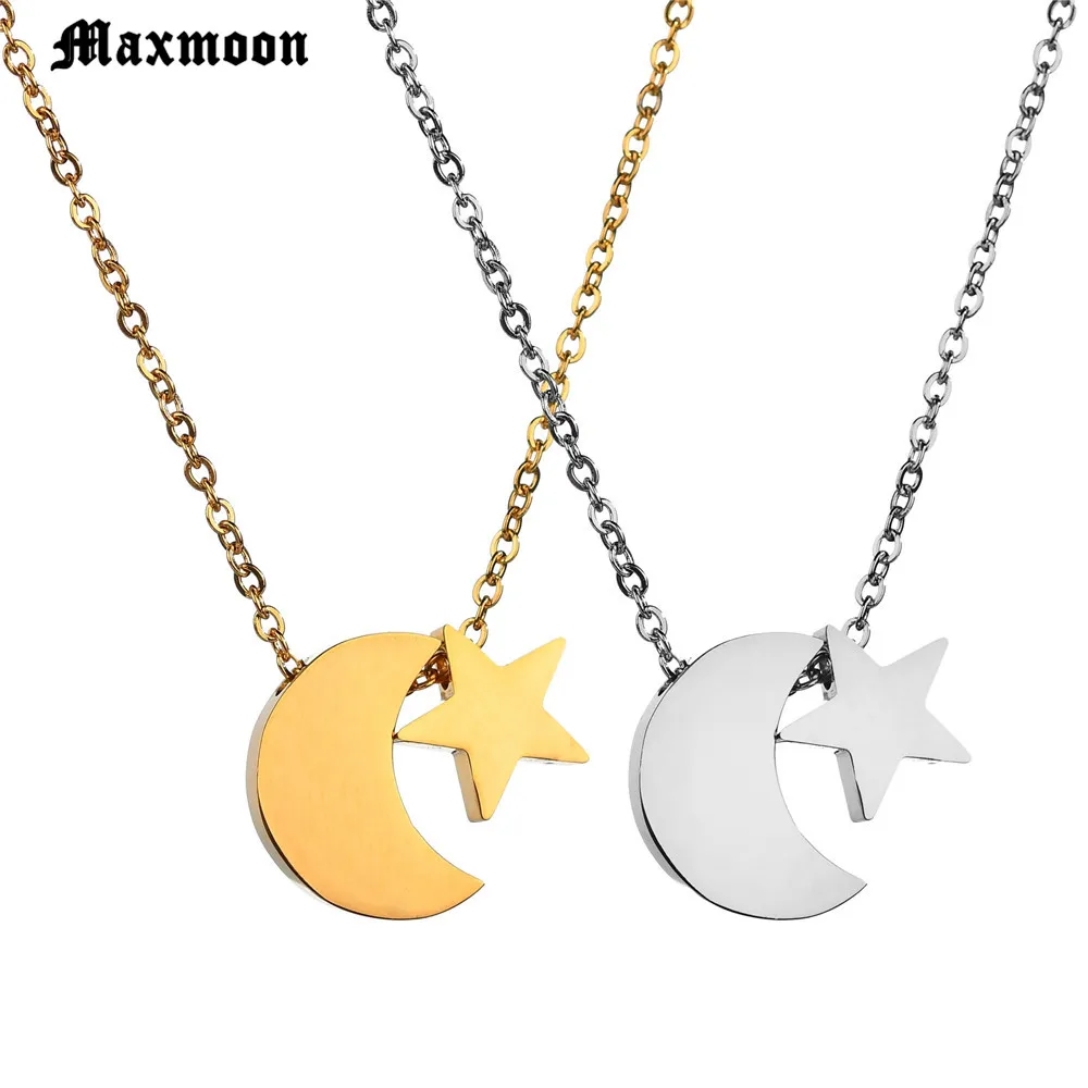 Maxmoon модные ювелирные изделия золотой цвет Луна Звезда из нержавеющей стали