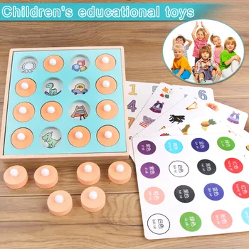 

Kids Wooden Memory Match Chess Game Children Early Educational 3D Puzzles S7JN