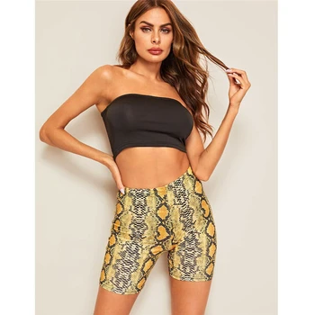 

Women Stretch Shorts Summer Casual Fitness Running Jogging Short Fashion Snake Print Elastic Waist Hotpants Ladies Clothing HOT