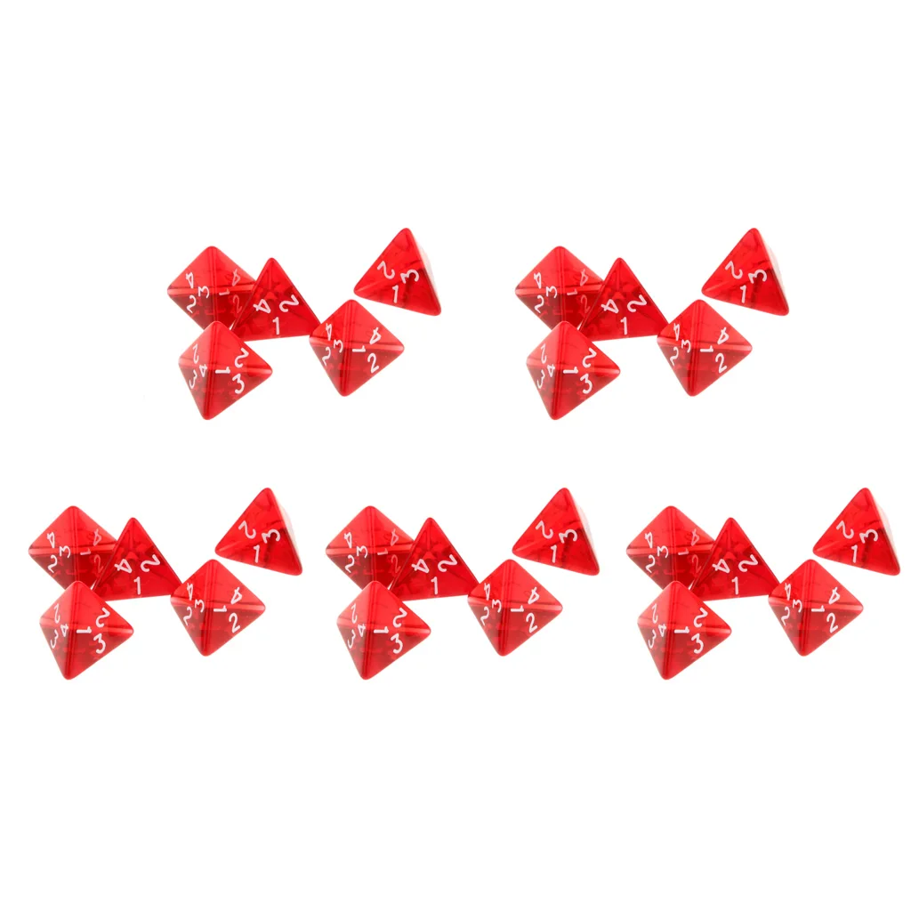 4 Sided Pack of 25 Plastic Polyhedral Dice Gem Numeral Dices Table Board Game Accessories for Dungeons & Dragons TRPG Game