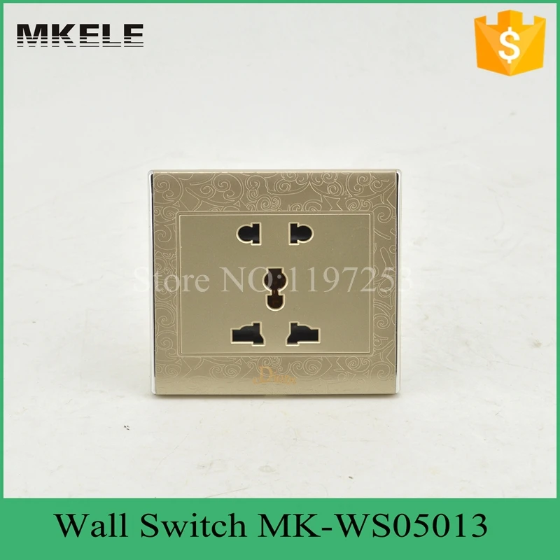 

free shipping multifunction universal wall socket MK-WS05013 electric 2 pin and 3 pin socket with wall switch
