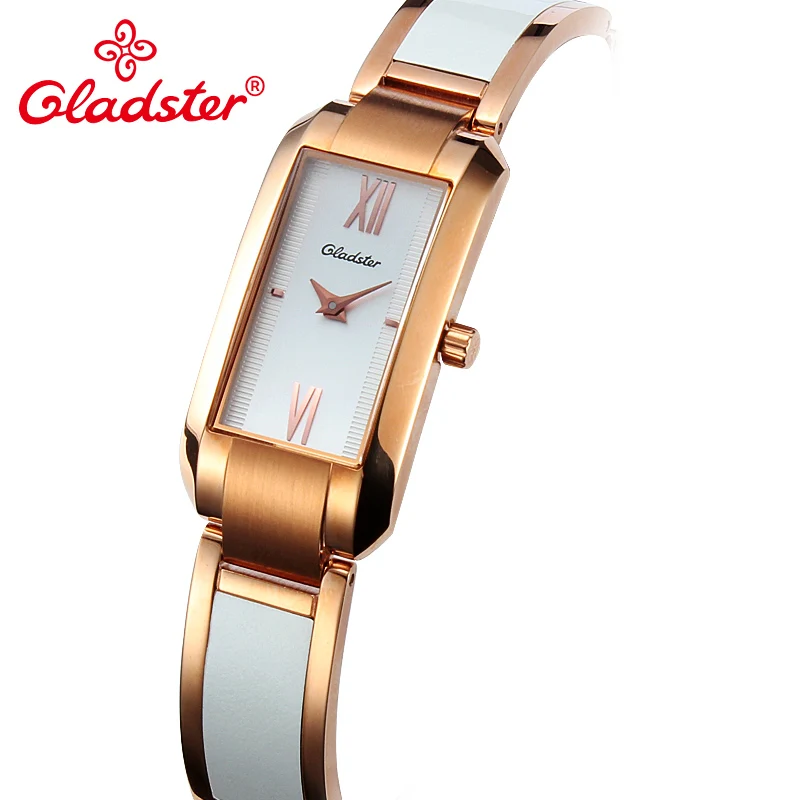Gladster Элитный бренд Модные женские туфли кварцевые часы золотые Нержавеющая сталь Водонепроницаемый женские часы с сапфировым стеклом ювелирные изделия женские часы