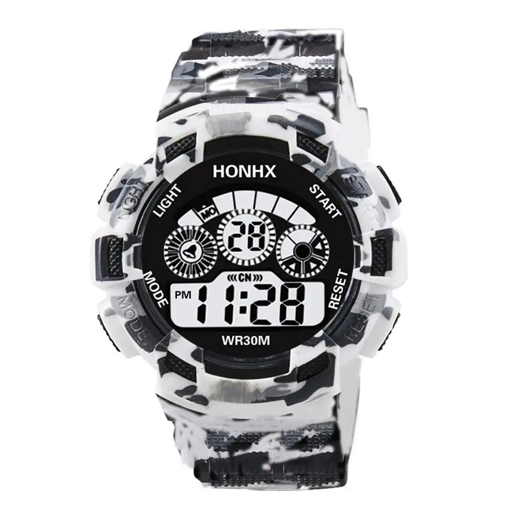 

Men Camouflage Sports LED Digital Watch Military Electronics Waterproof 50m Wrist Watch Backlight Alarm Date Week Relojes