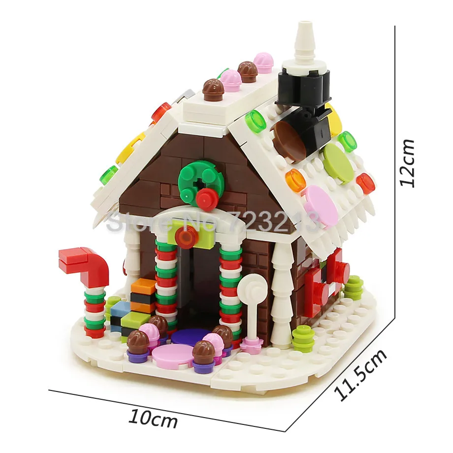 Christmas Scene Gingerbread House MOC Building Bricks Block Kids Model Set Handmade Educational
