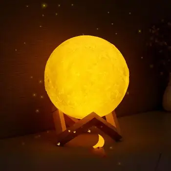 

Moon lamp 3D Print Night Light Rechargeable 3 Color Tap Control lamp lights 16 Colors Change Remote LED Moon Light Gift Dropship