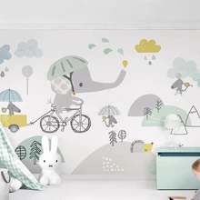 Beibehang пользовательские обои милый мультфильм слон езда на велосипеде хомяк облако дети задний план украшения стен 3d обои
