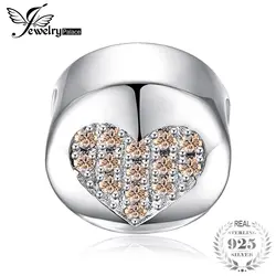 JewelryPalace ясность круглые серо кубического циркония шар с сердечками Подвески 925 пробы серебро модные женские туфли DIY бисер браслеты