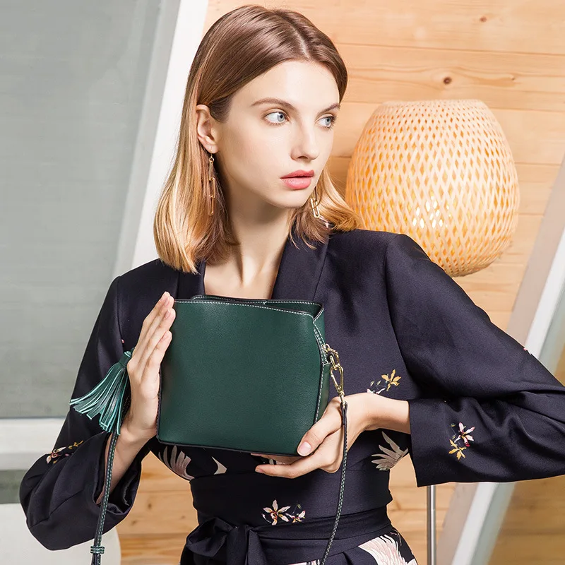 

WILIAMGANU New Genuine Leather Women's Handbags European Fashion Design Bags Flap Shoulder Bag Solid Ladies Messenger Bags