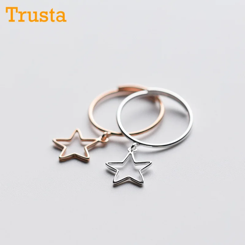 

Trusta 2018 100% 925 Sterling Silver Fashion Women Hollow Star Rings Size 5 6 7 Wonderful Gift For Girls Kids Lady's DS557