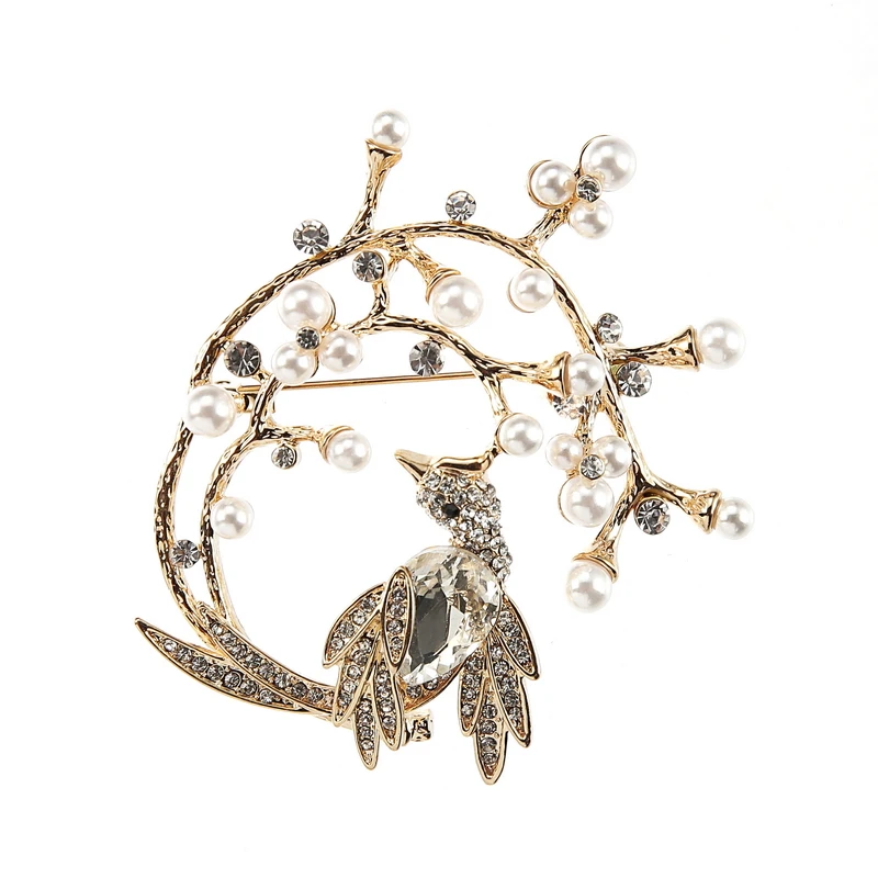 TDQUEEN Brooches Trendy Crystal Bird Pins and Brooches Safety Pin Jewelry Gold-color Zinc Alloy Round Metal Brooch for Women 3