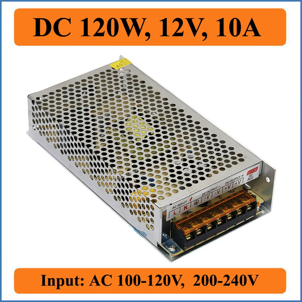 

120W 12V 10A Switching power supply Driver input AC110V/220V to DC12V For LED Light Strip Display Bulbs Factory Supplier Mobinse