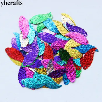 

25gram/Lot 16x45mm Long leaf with hole sequin Craft material Kindergarten crafts Intelligence Creative activity item DIY toys