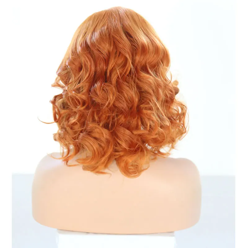 Bombshell синтетический парик на кружеве короткий Боб глубокая волна светильник оранжевый Жаростойкие Волокна Волос сторона пробор для белых женщин парики