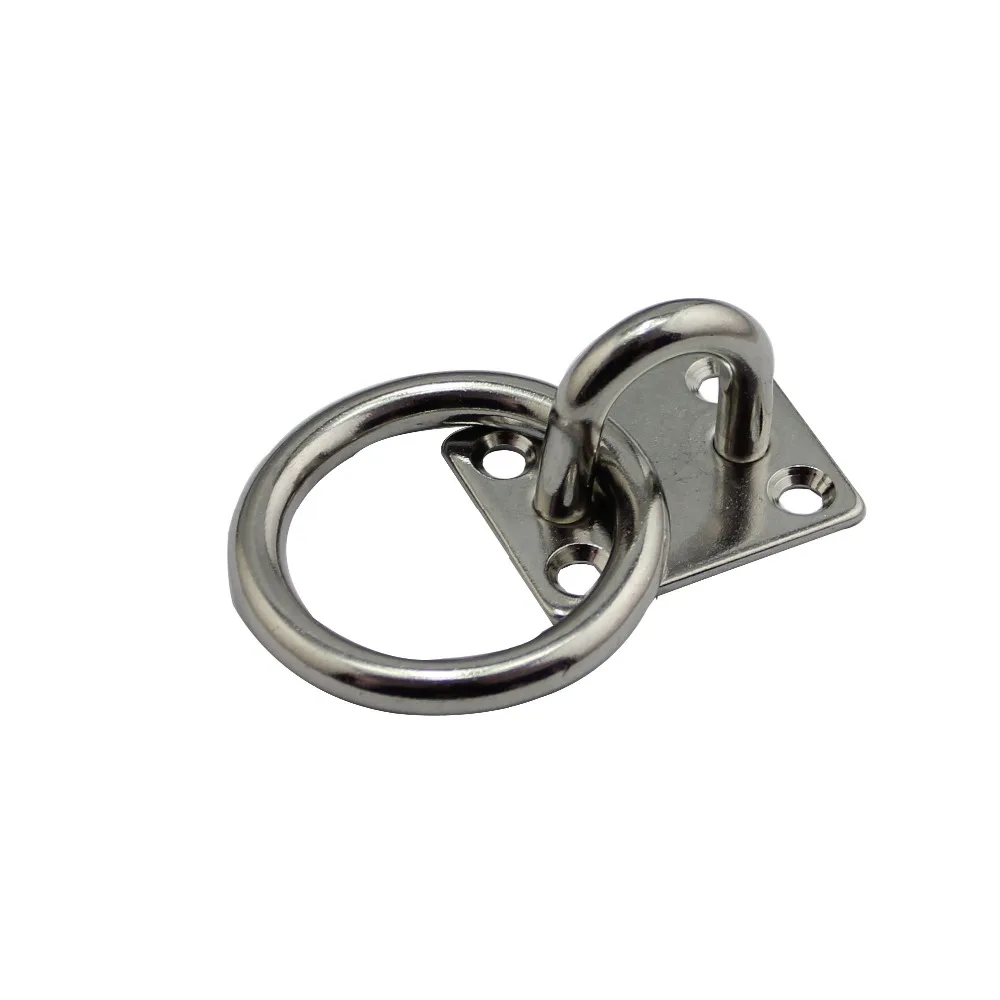 Heavy Duty 316 Stainless Steel Square Pad Eye Plate Eye Hook + Ring for Marine Boat Industrial Uses Applications Silver heavy duty pegboard display hook square hole bar bow cylindrical object hardware bracket shelf hanger