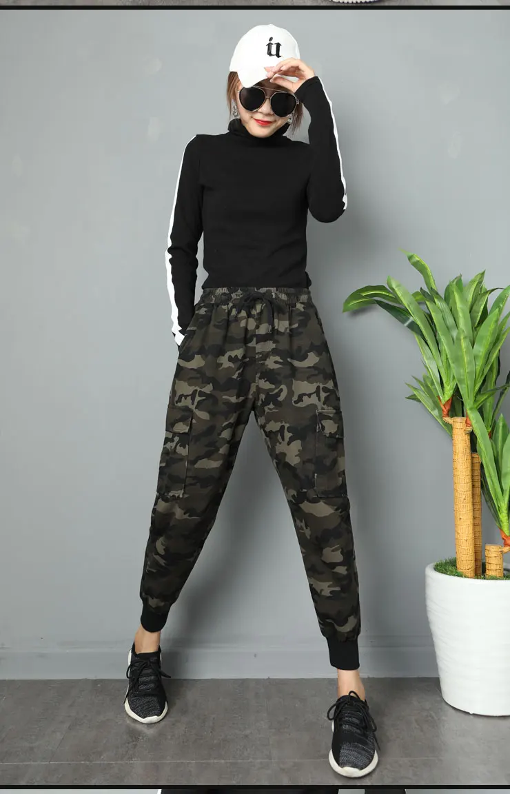 Модные Военные камуфляжные брюки женские армейские свободные камуфляжные брюки уличные Jogger спортивные брюки