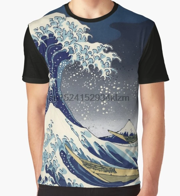 

All Over Print T-Shirt Men Funy tshirt Great Wave Kanagawa Night Short Sleeve O-Neck Tops Tee women t shirt